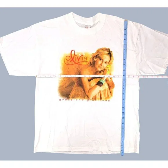 Vintage Olivia Newton-John Grace Gratitude Tour T Shirt White Men Large New ON-J - Picture 5 of 5